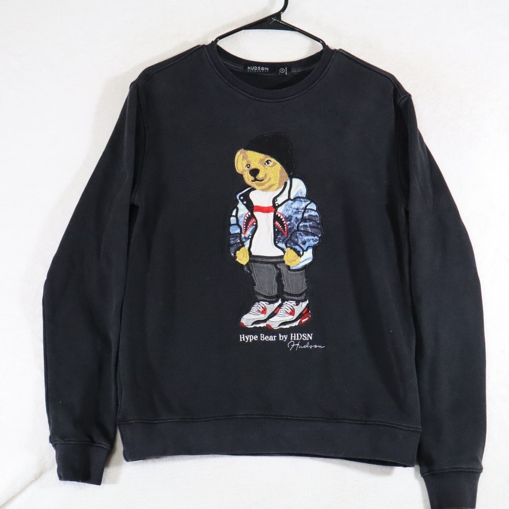 Hudson Outerwear Hype Bear Crewneck Sweatshirt Mens S Black Streetwear HDSN